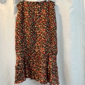 Brown Dot Silk Skirt